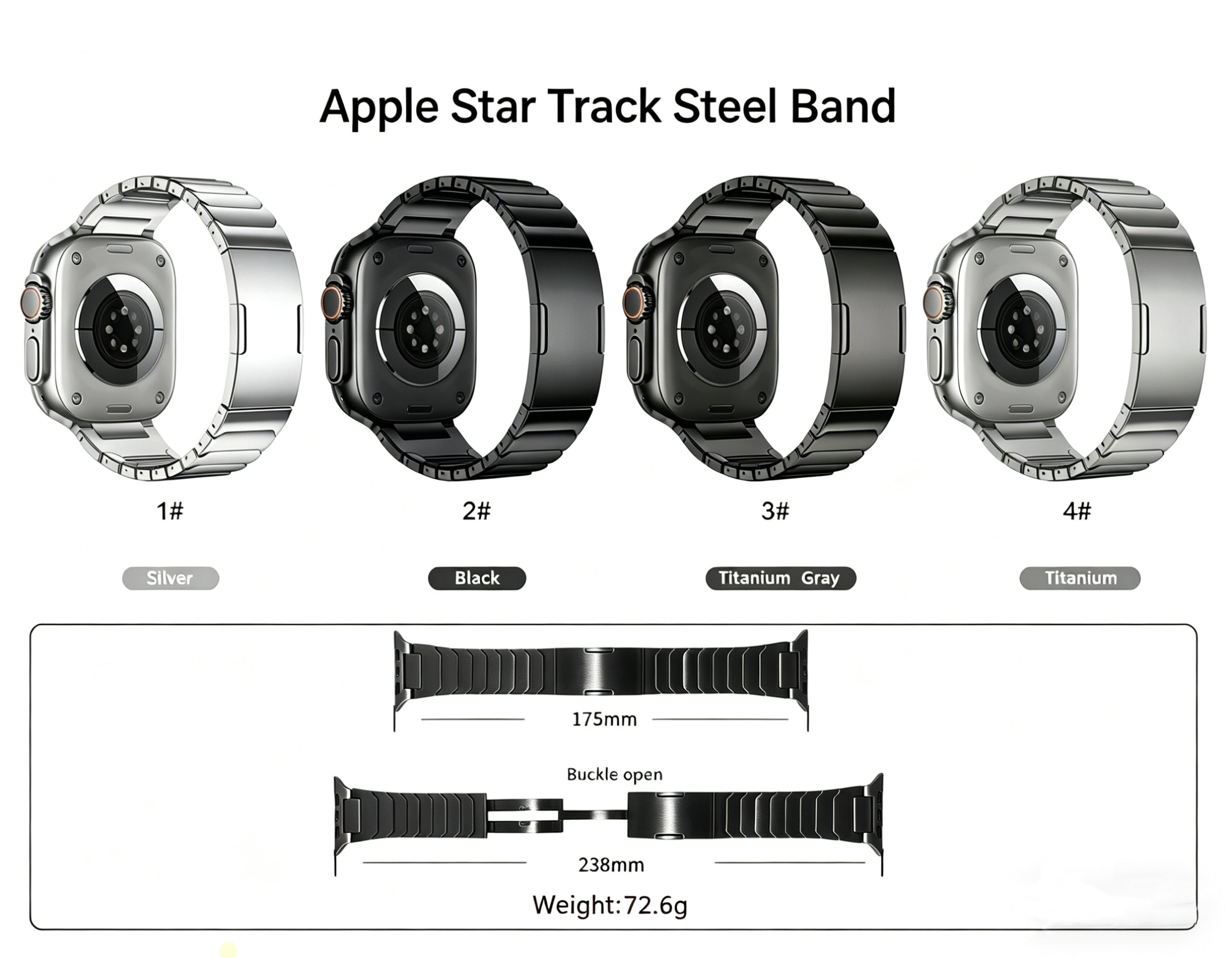 Stainless Steel Star-Shaped Guide Rail Side Disassembly with Apple Watch Band