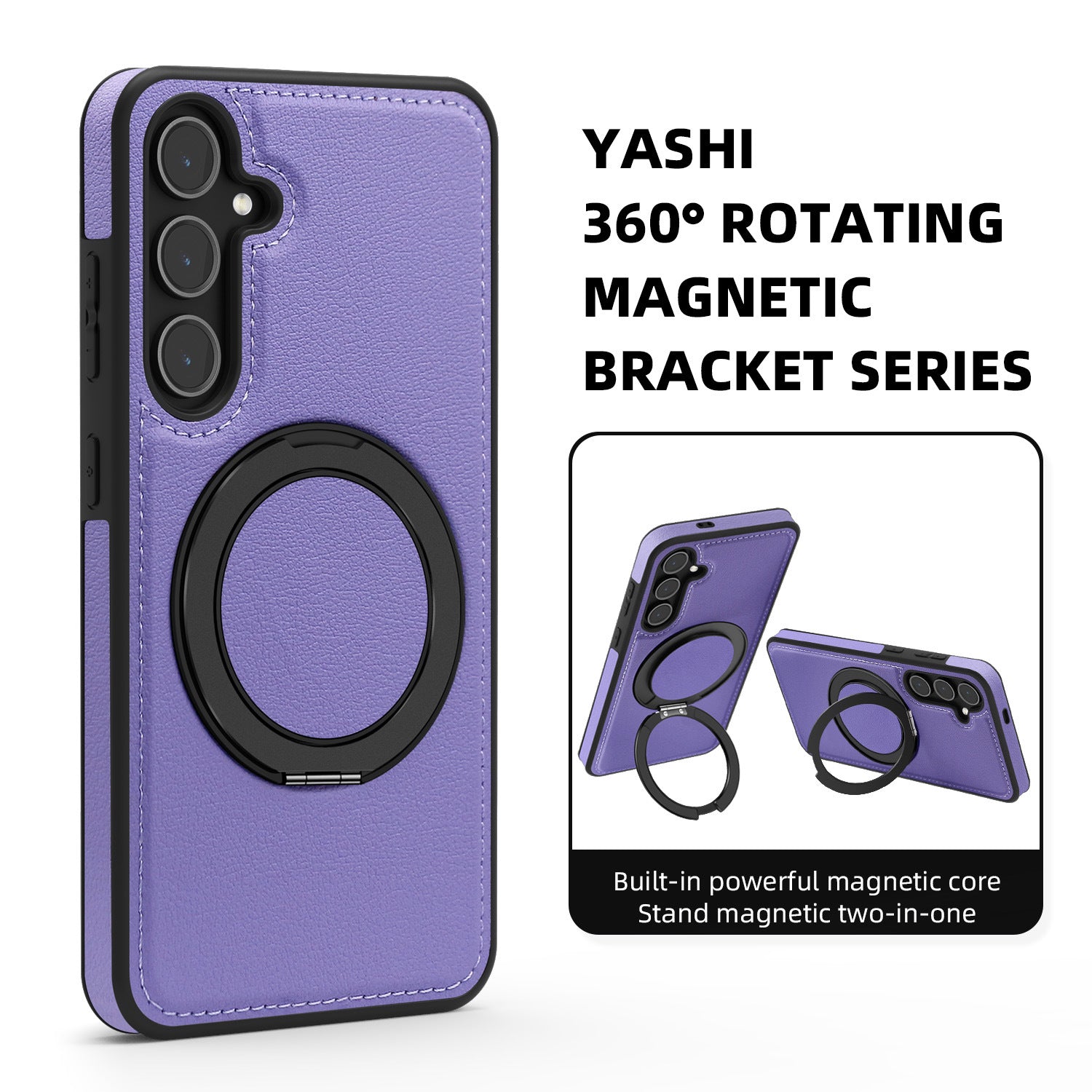 Rotating Magnetic Bracket And Anti-drop Protective Leather Samsung Case