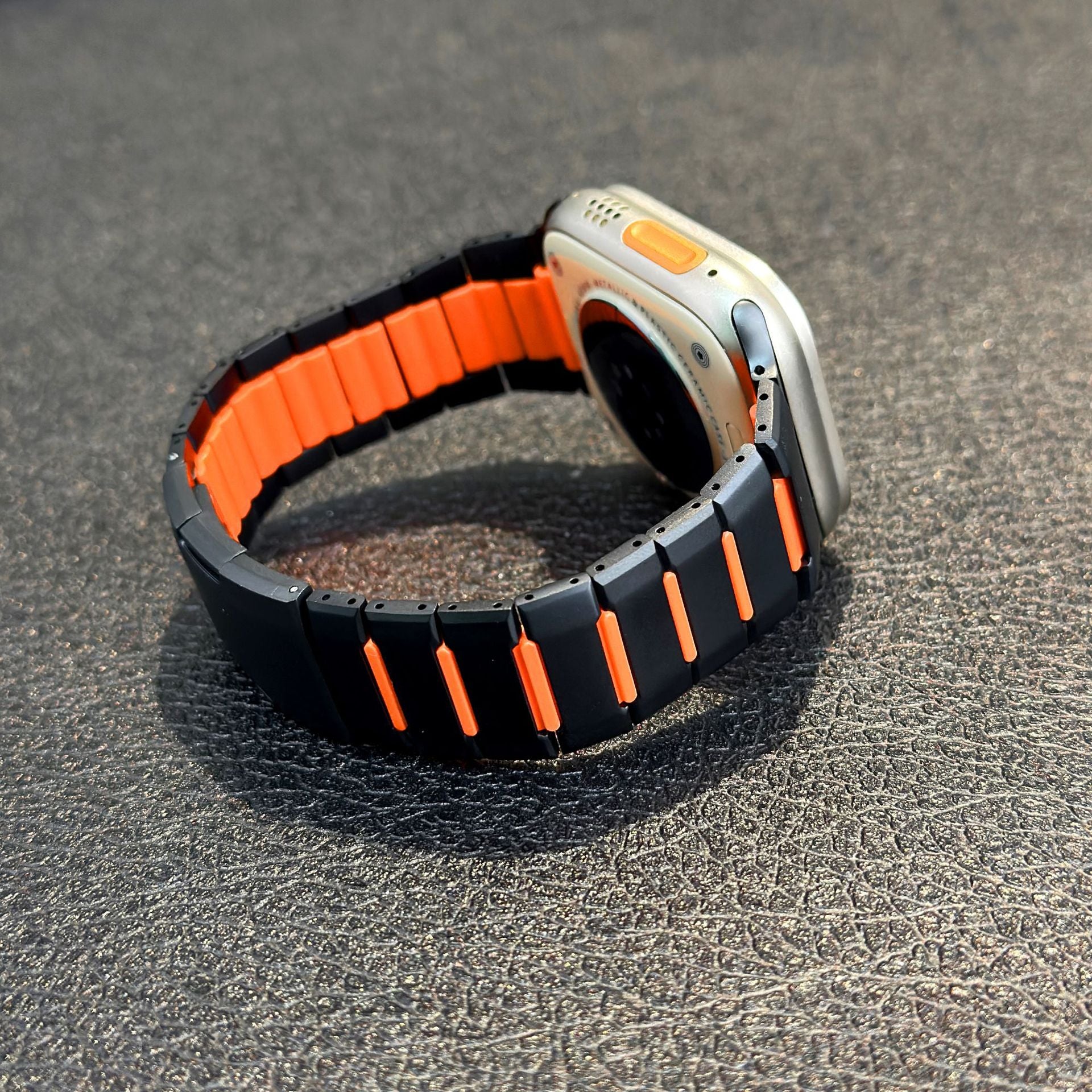 Curved Two-Tone Stainless Steel Watch Band With Side-Release Buckle