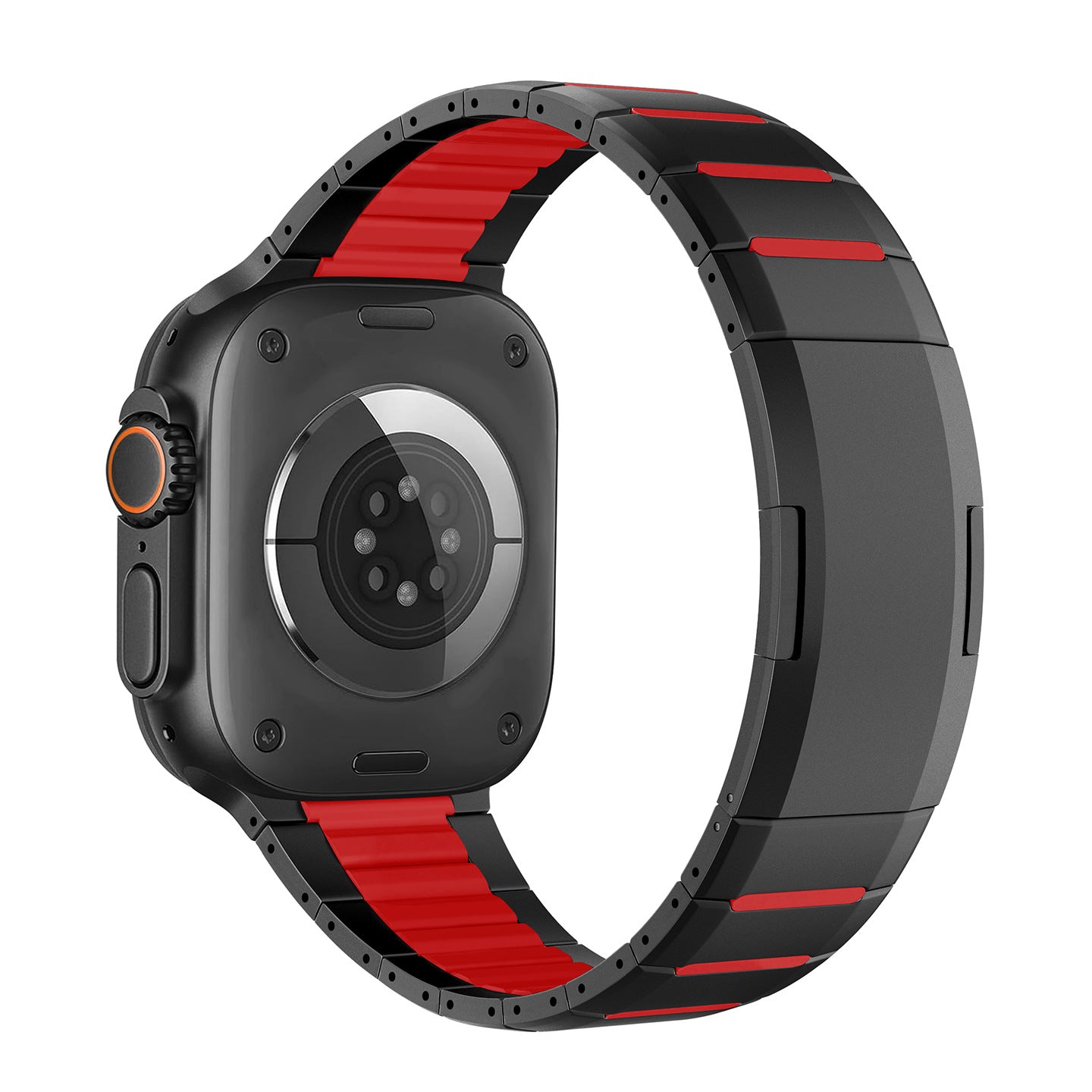 Curved Two-Tone Stainless Steel Watch Band With Side-Release Buckle