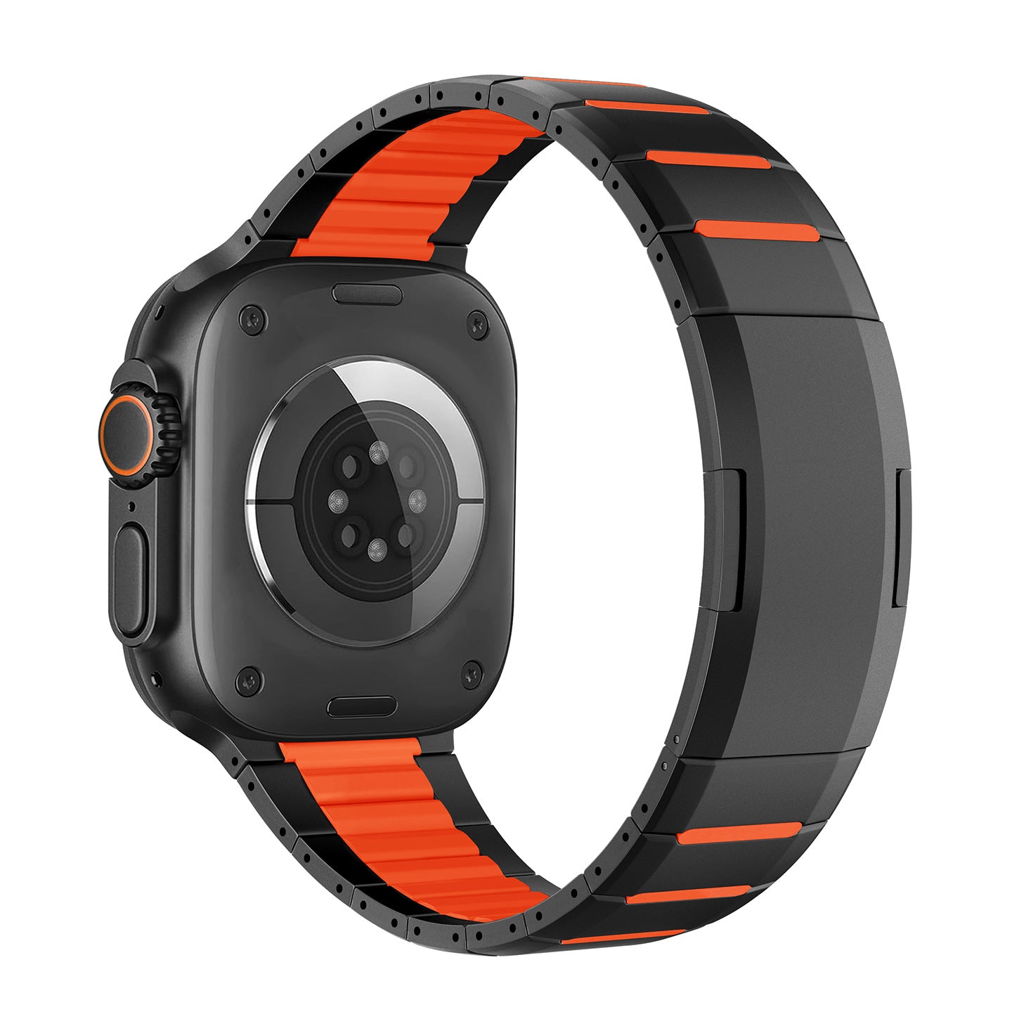 Curved Two-Tone Stainless Steel Watch Band With Side-Release Buckle