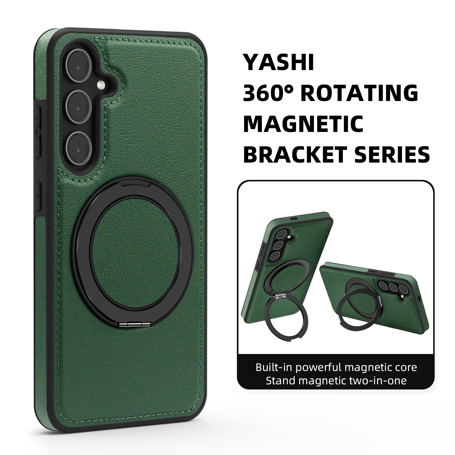 Rotating Magnetic Bracket And Anti-drop Protective Leather Samsung Case