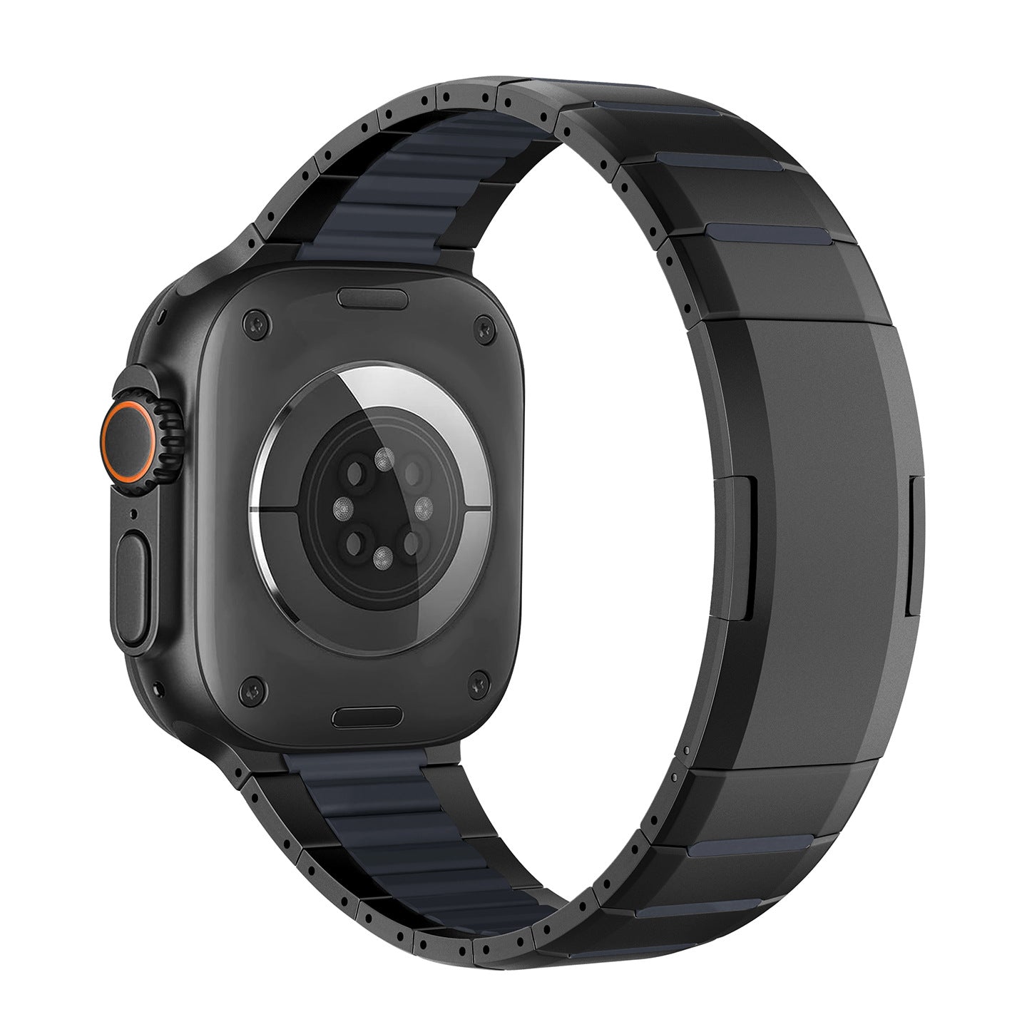 Curved Two-Tone Stainless Steel Watch Band With Side-Release Buckle