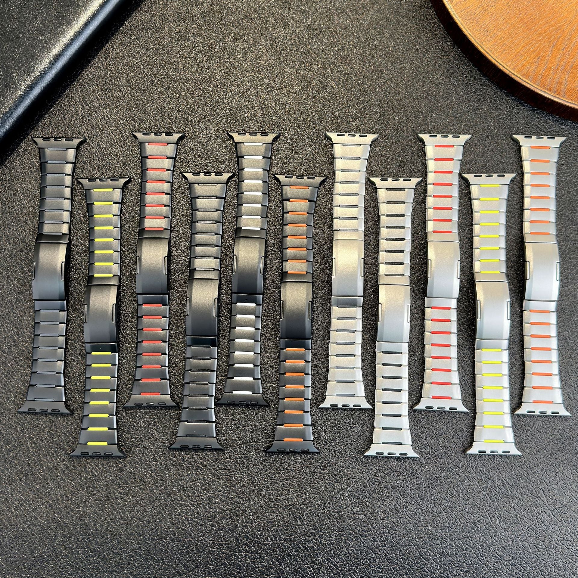 Curved Two-Tone Stainless Steel Watch Band With Side-Release Buckle