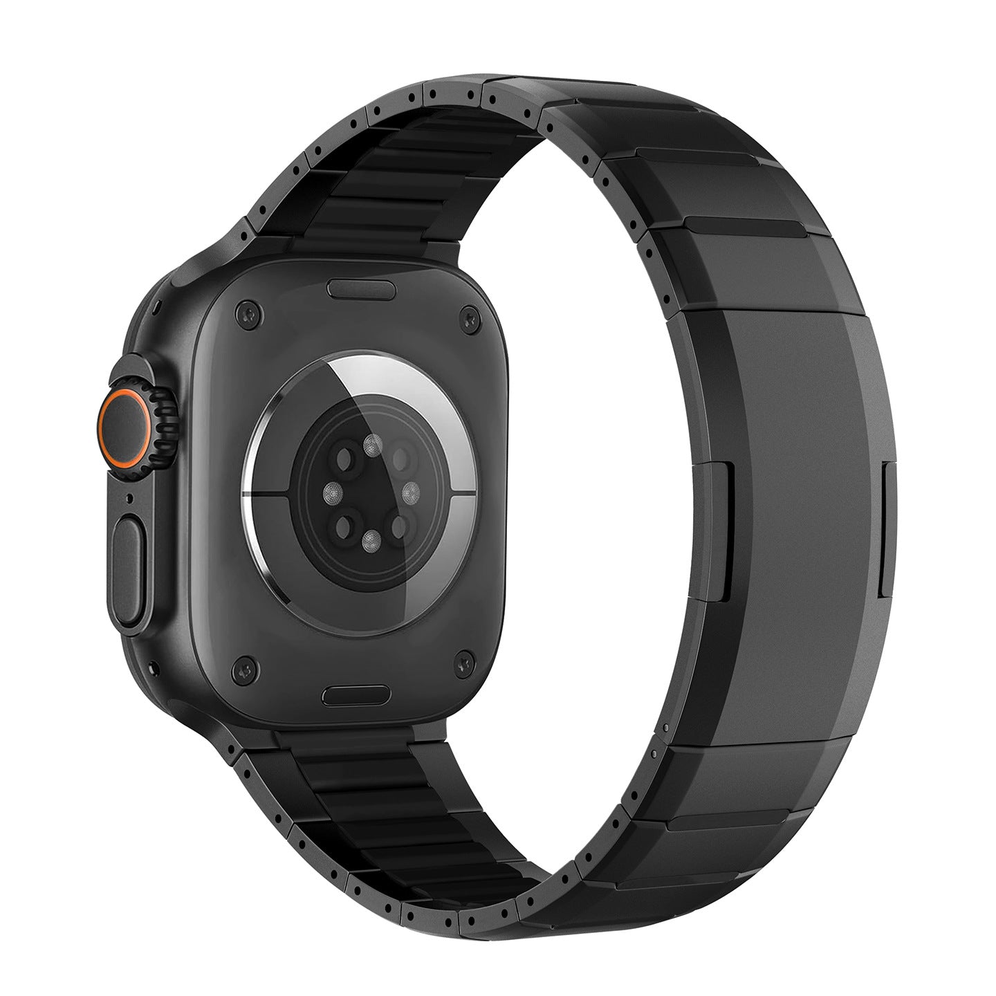 Curved Two-Tone Stainless Steel Watch Band With Side-Release Buckle